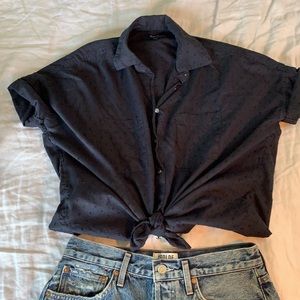 Madewell courier eyelet navy top